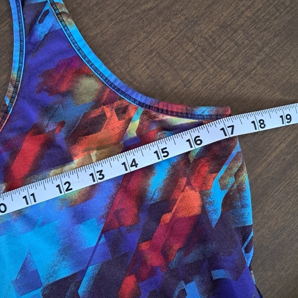 Athleta Chi Tank Top Womens Size Medium Multi Stripe Racerback Colorburst - Picture 8 of 8